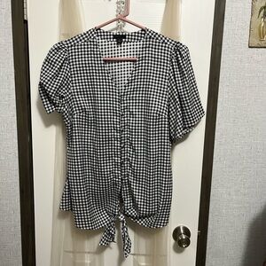 Elegant Black and White Checkered Women's Blouse